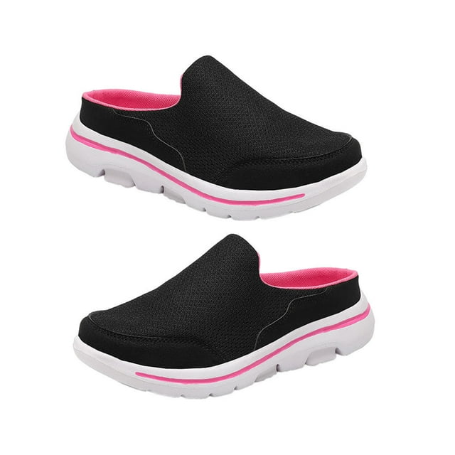 serony 1 Paire de Sandales à Enfiler pour Femmes, Style Décontracté Portable, Couverture en Maille, Respirantes, Design Simple, Noir Rouge Taille 40