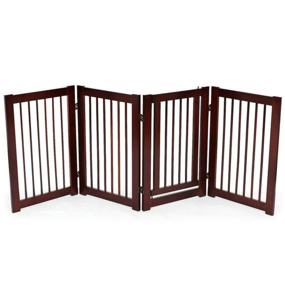 YYAo Dog Gates for The House,Dog Gate for Stairs,Pet Gate Safety Fence, 30 Inch Configurable Folding 4 Panel Wood Fence