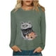 thumbnail image 1 of Camiseta de manga larga con estampado de cuello redondo suelto para mujer de verano Pompotops FGAJ3224, 1 of 5