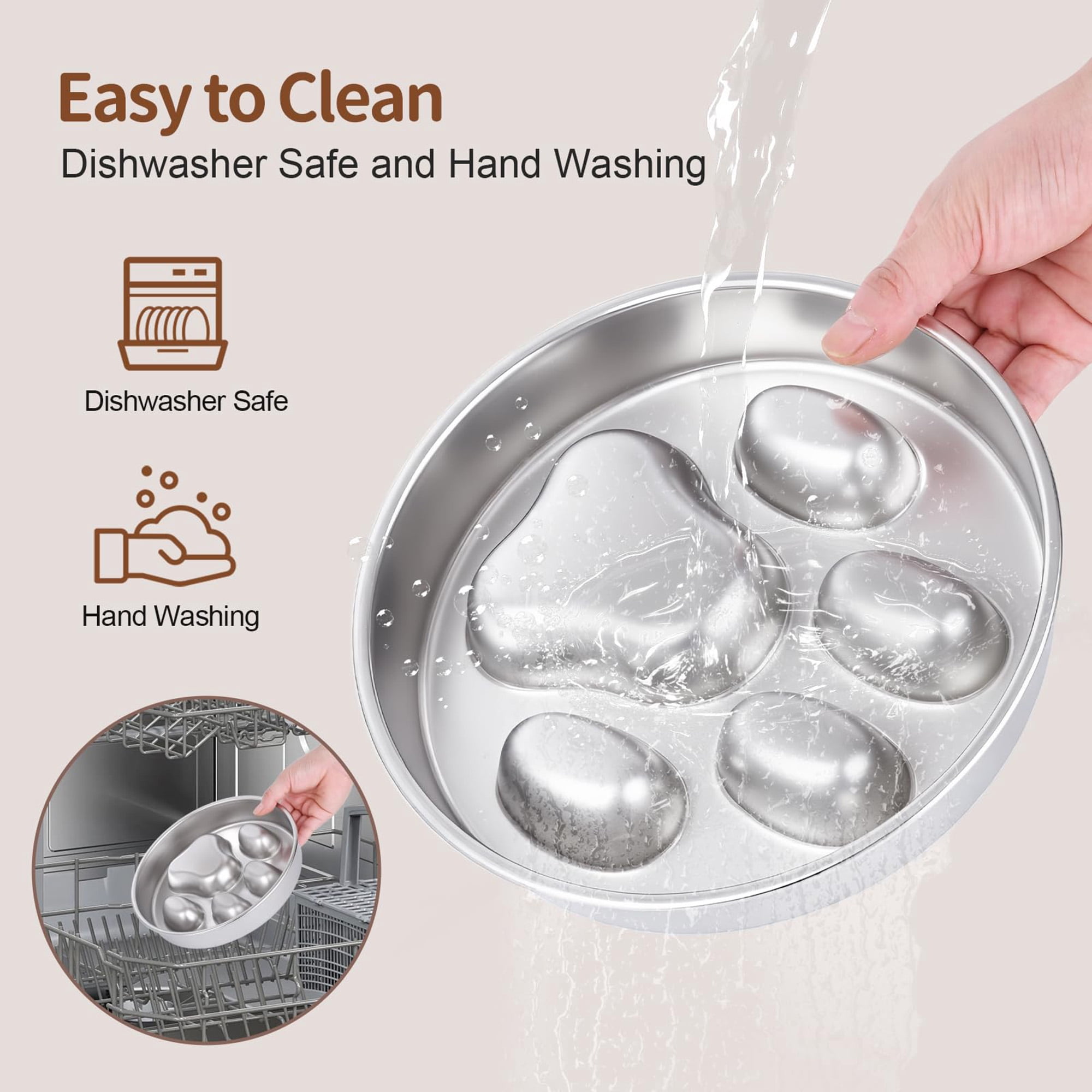 Slow feeder dog bowl stainless steel, non slip base slow eating bowl for fast eaters, raised obstacle design reduces bloat and indigestion for small medium large dogs, dishwasher safe pet bowl, siler