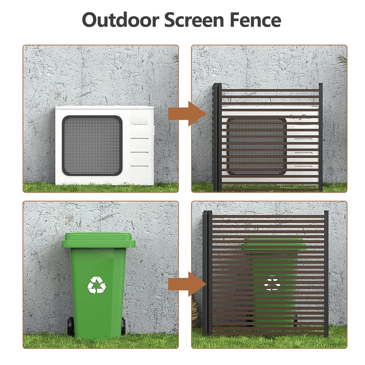 Ataucjin Outdoor Privacy Screen, 3-Panel No Dig Metal Barrier for Animals, Rustproof Outdoor Decorative Fence for Flower Beds, Patio, Backyard, Vegetable Gardens