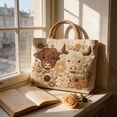 thumbnail image 5 of C Large Cow Print Canvas Duffel With Reinforced Straps, Lightweight Build And Roomy Compartment For Travel, Gym 20X14X7In 1.5Lb, 5 of 8