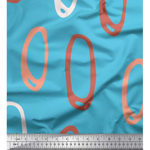 Soimoi Blue Poly Georgette Fabric Zero Hand Drawn Fabric Prints By Yard 52 Inch Wide