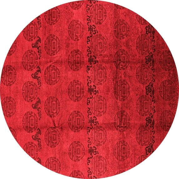 Ahgly Company Indoor Round Oriental Red Industrial Area Rugs, 8' Round