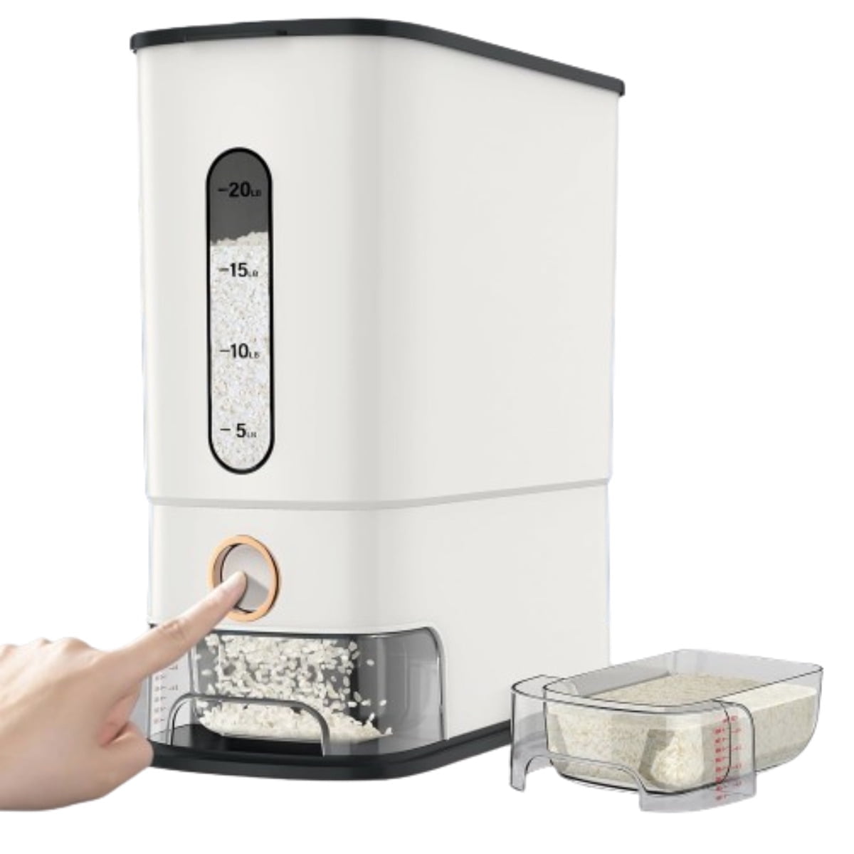 LEUCHTAMOR 26.5 Lbs Rice Dispenser, Large Rice Container with Scale Measuring Cup,BPA-Free Household Rice Storage Container with Time Scale, for Home Kitchen