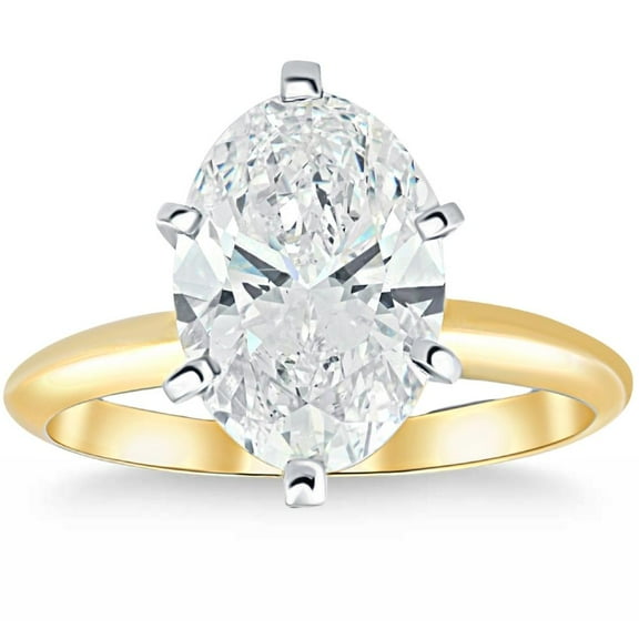 Pompeii 3Ct Oval Certified Diamond 14k Gold Solitaire Engagement Ring Lab Grown (GH,VS2)