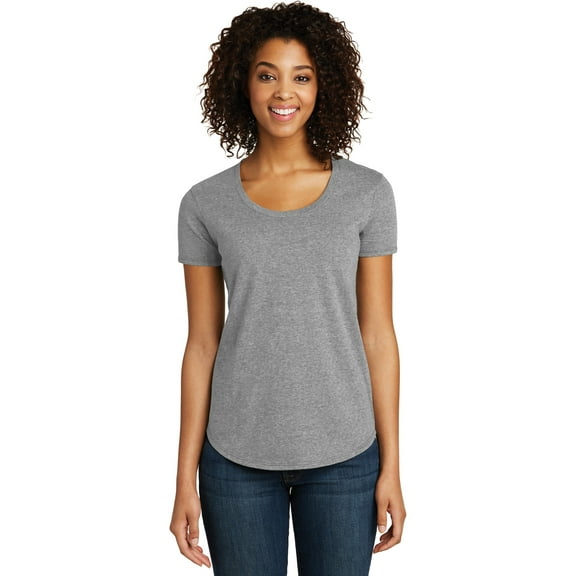 District Women's Fitted Very Important Tee Scoop Neck Dt6401 - Grey Frost - 3XL