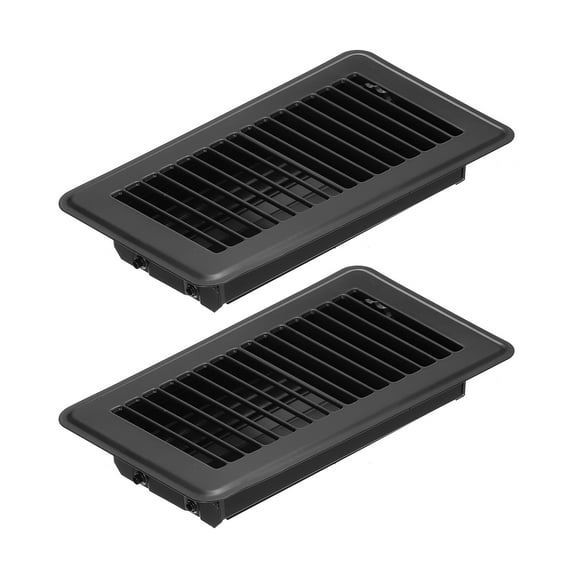 Uxcell 8 x 4 Inch Floor Register, 2pcs Heavy Duty Air Vent Cover Adjustable Floor Grates, Black