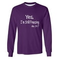 thumbnail image 5 of Feancey Casual Long Sleeve T Shirts for Men Yes I'm Still Freezing Letter Printed Tshirt Big and Tall Fashion Regular Fit Tee Shirt Crewneck Pullover Shirt Purple M, 5 of 6