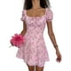 thumbnail image 1 of Txlixc Mini vestido para mujer, manga corta con estampado de flores y cordones, vestido de verano para vacaciones informales Txlixc  Moda, 1 of 5