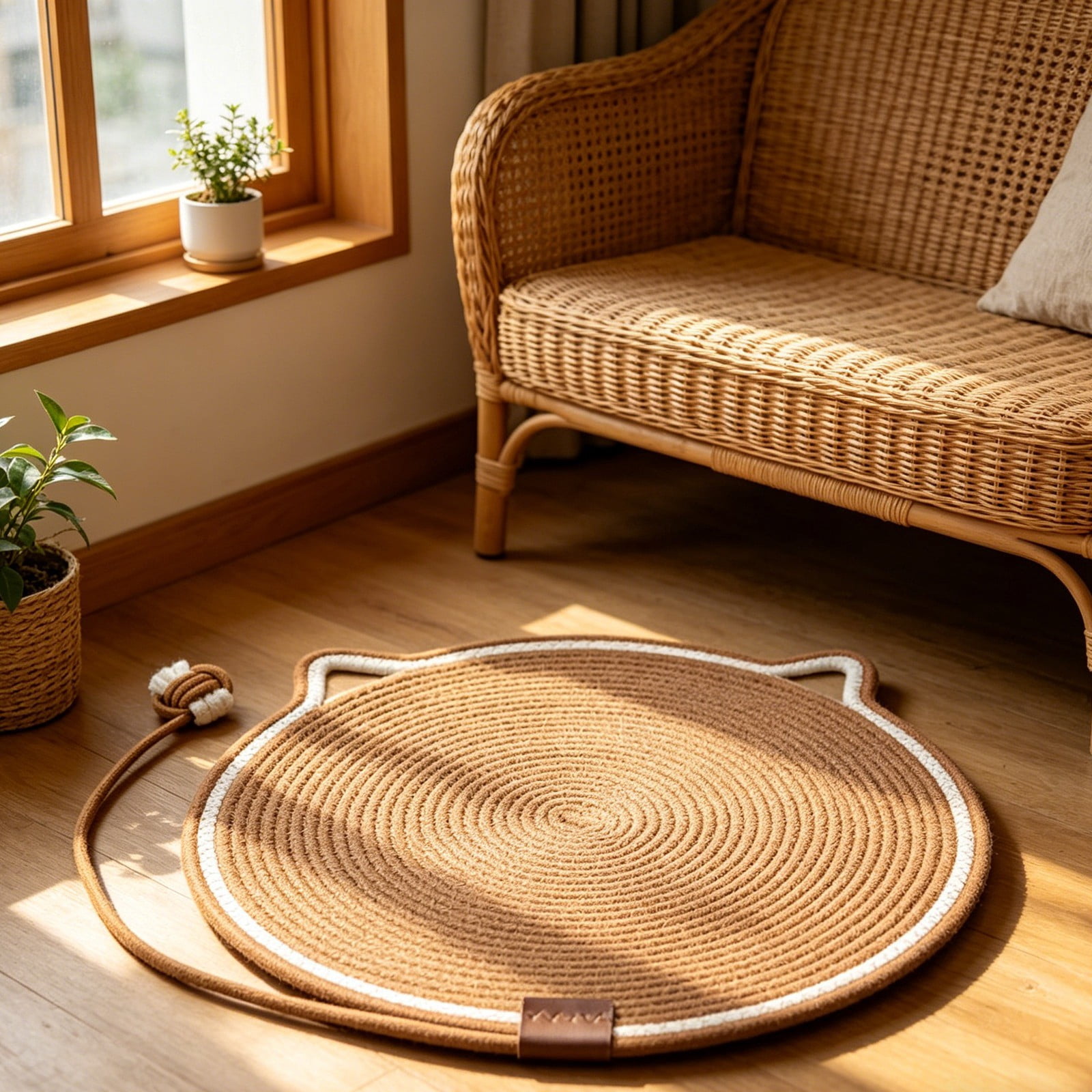 Cat Scratching Mat With Integrated Washable Bed for Indoor Kitties Interactive Toy Rope and Combo