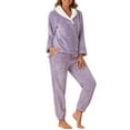 thumbnail image 4 of INSPIRE CHIC Women's Pajama Sets Fluffy Fleece Pullover Tops with Pants Winter Plush Warm Fuzzy Loungewear M Purple, 4 of 6