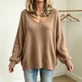 thumbnail image 6 of Wenini 2026 Women's V Neck Loose Long Sleeve Knit Pullover Sweater Fall Trendy Casual Sweater Top, 6 of 7