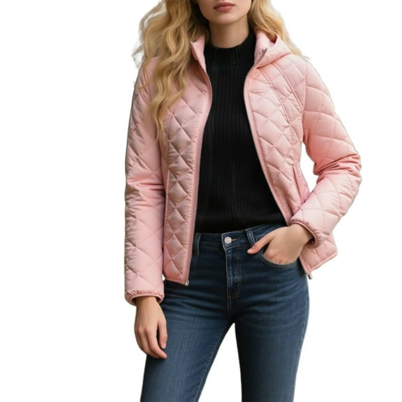 Women's Bomber Jacket Zip Up Coat with Pockets Pink XXL