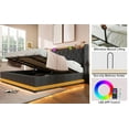 thumbnail image 4 of Full Size Upholstered Bed with 360 Surround LED Function, Linen Bed Frame with Buttons/Apps/Remote Control, Hydraulic Storage Bed with Charging, Gray (Without Mattress), 4 of 9