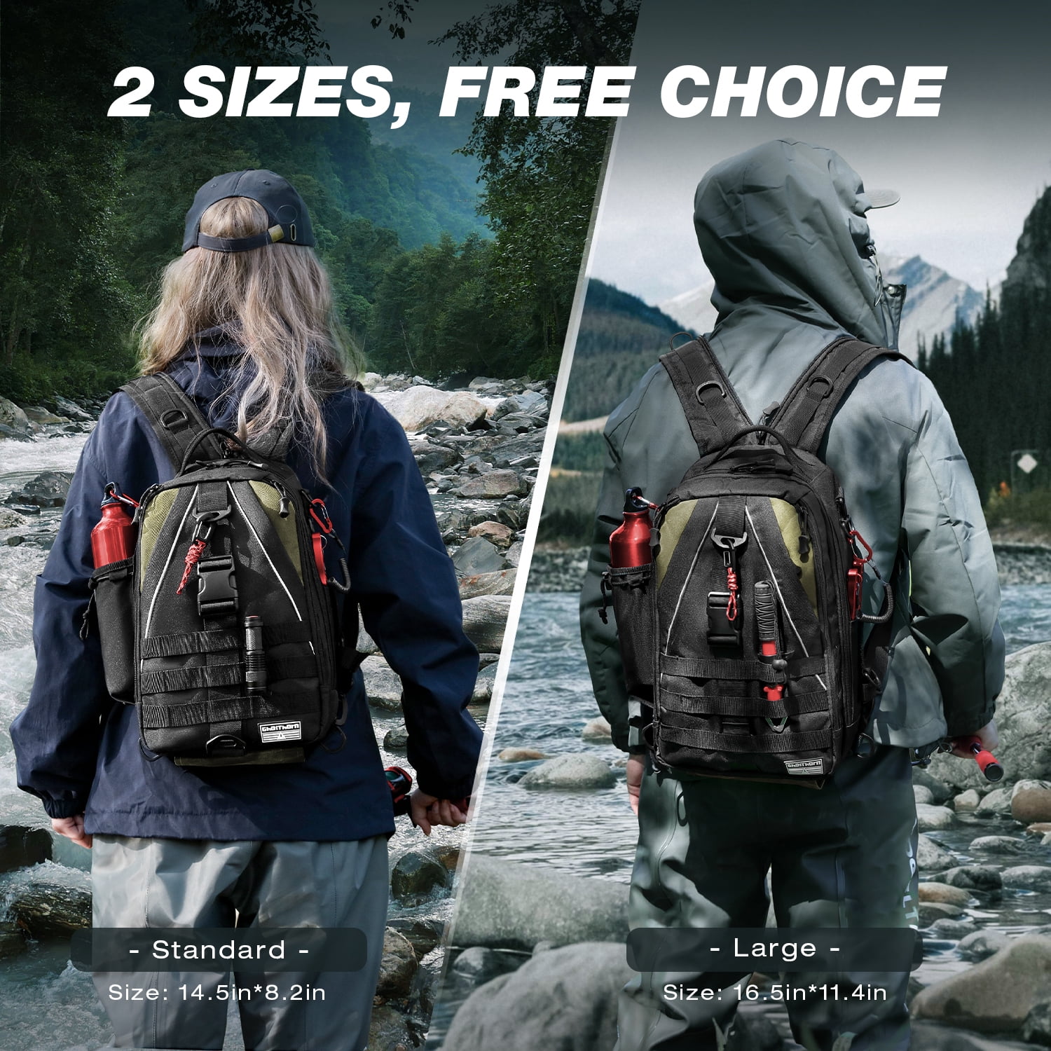 Ghosthorn Fishing Backpack Tackle Sling Bag - Fishing Backpack with Rod Holder - Tackle Box Fly Fishing Gifts for Men Women
