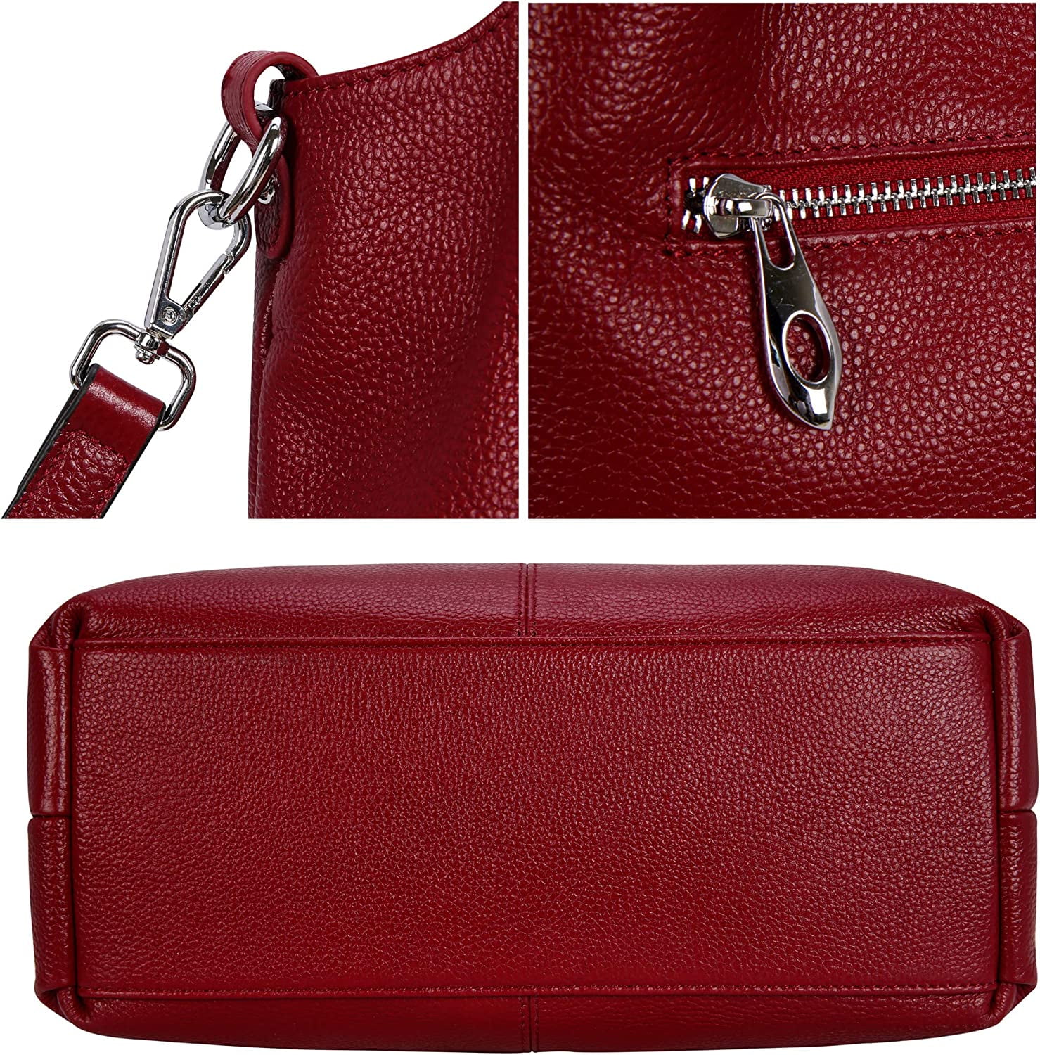Bellella Handbag for Women Genuine Leather Top Handle Satchel Classic Tote Shoulder Bag Work Travel Crossbody Bags Red