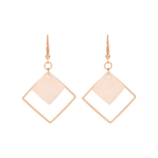 Pendientes colgantes cuadrados chapados en concha blanca para mujer, joyería, pendiente geométrico de boda