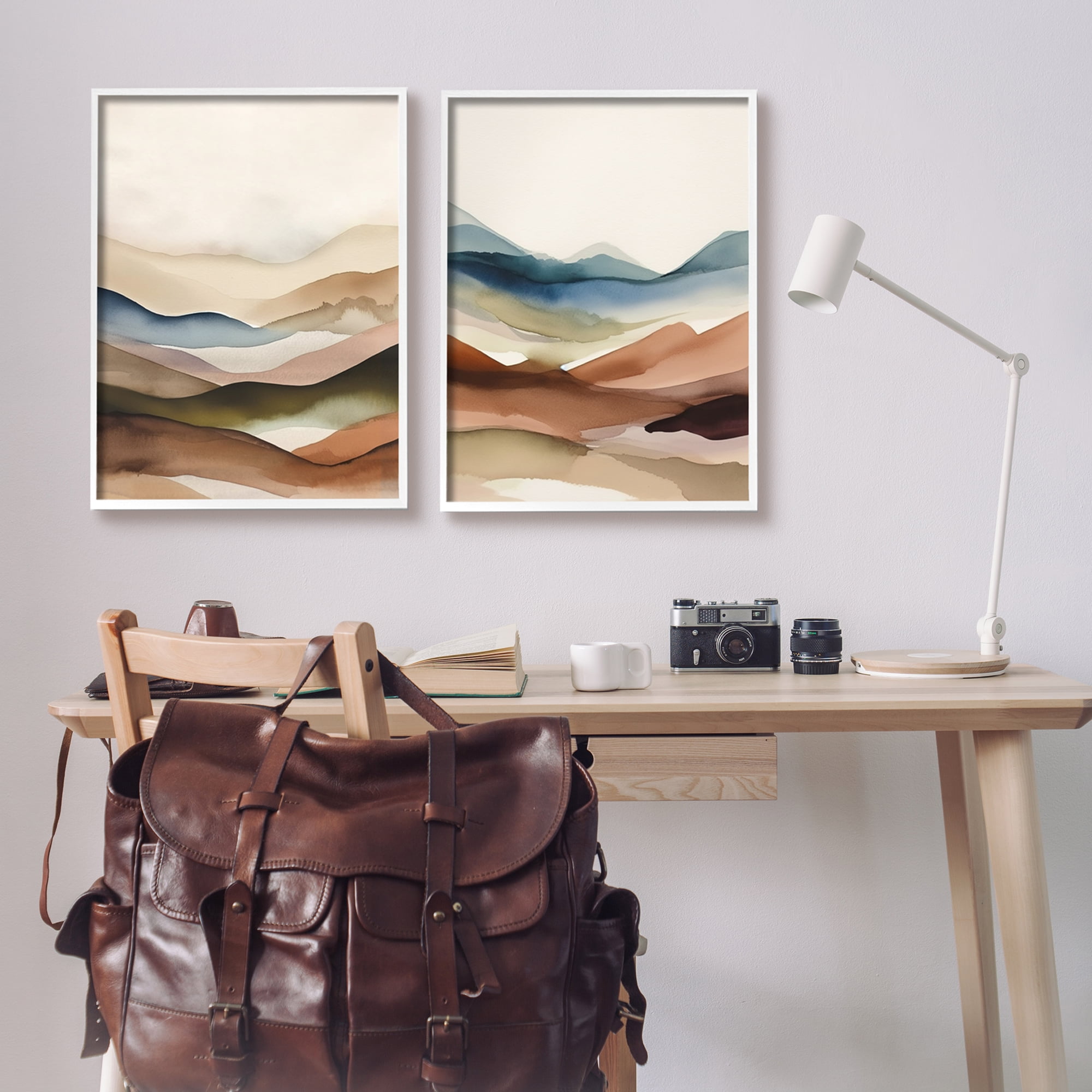 Stupell Industries Abstract Desert Dunes Landscape Painting White Framed Art Print Wall Art, 24 x 30