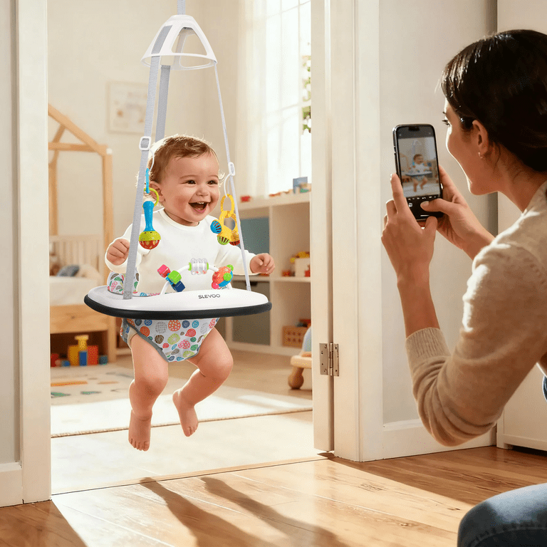Slevoo Baby Doorway Jumper Baby Bouncer with Bumper, Two Jingle