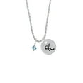 thumbnail image 2 of Delight Jewelry March - Hot Blue Crystal Bicone Silvertone Script Initial Disc - K - Charm Necklace, 20"+3", 2 of 4