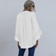 thumbnail image 2 of Blusa de mujer, cuello en V con botones en la parte delantera, casual, suelta, t煤nica, tops Irfora Blanco/Medio, 2 of 7