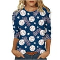 thumbnail image 2 of Pntutb Hauts Décontractés à Manches Longues pour Femmes T-Shirt Imprimé de Mode pour Femmes Blouse à Manches 3/4 Col Rond Hauts Décontractés Rabais, 2 of 3