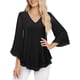 thumbnail image 2 of Lotusmile - Blusa elegante para mujer, de doble capa, con volantes, manga acampanada, manga 3/4, 2 of 3