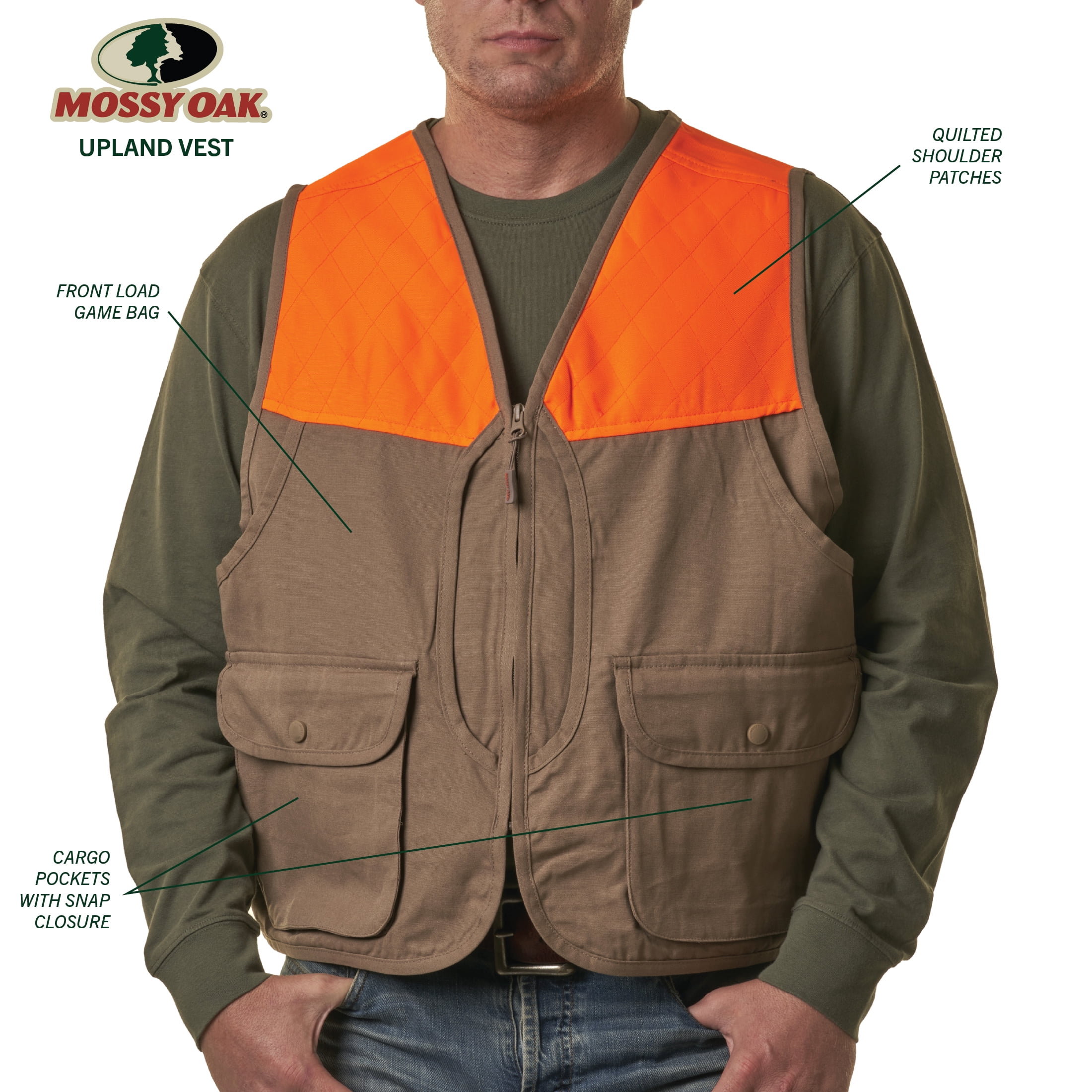 Mossy Oak Men's Upland Hunting Vest, Sizes M-2XL