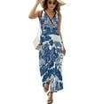 thumbnail image 2 of Blue Willow Chinoiserie Blue And White Porcelain Inspiration Womens Night Club Maxi Dress V Neck Sleeveless Bohemia Long Dresses, 2 of 9