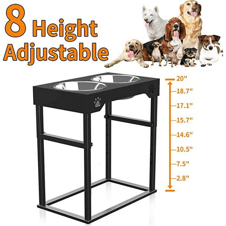 AIRMX Elevated Dog Bowls Heights Adjustable Raised Dog Bowl Stand with 2  Stainless Steel Dog Food Bowls Non-Slip Foldable Dog Feeder for Medium  Large
