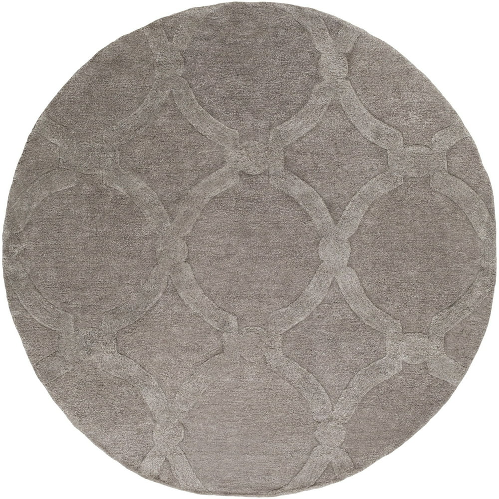 3.5' Ogee Patterned Sage Green Round Area Throw Rug