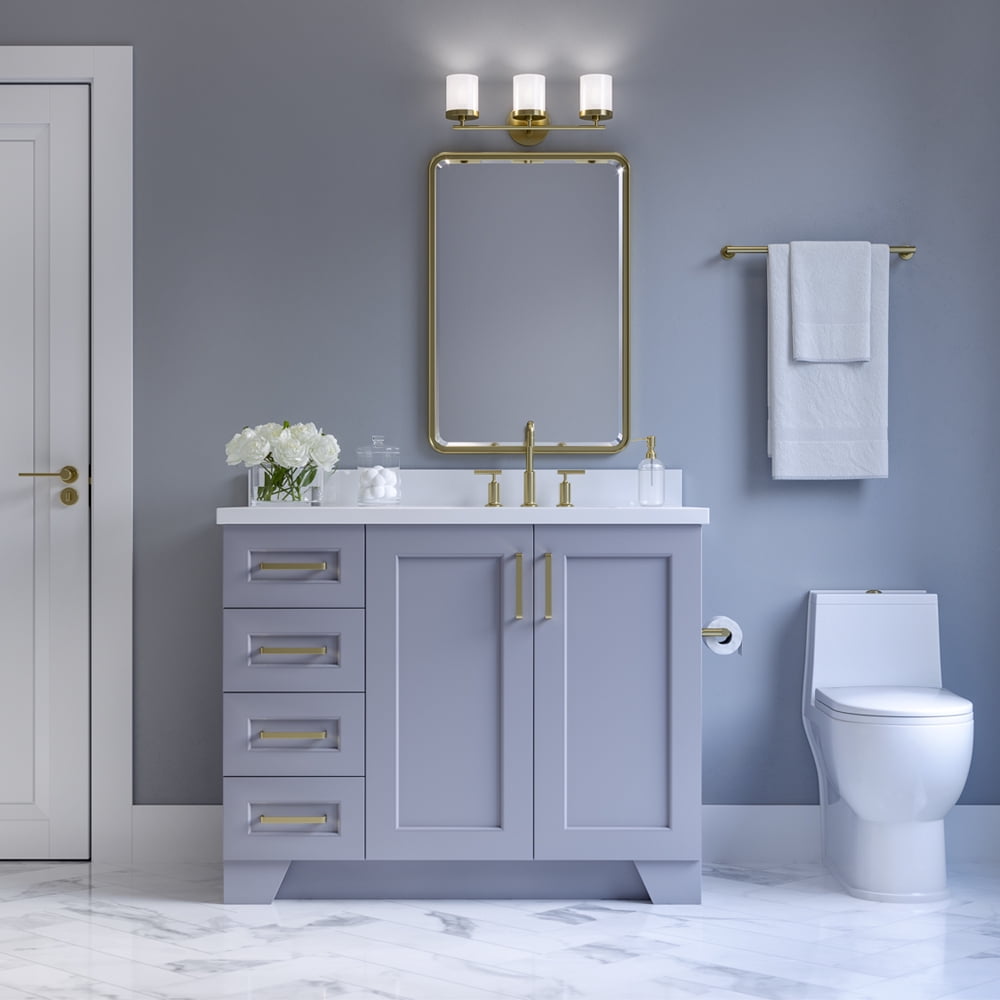 ARIEL Taylor 43 in. Bath Vanity in Grey with Quartz Vanity Top in White with White Basin