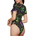 thumbnail image 3 of Naloa Mardi Gras6 Women's Short-Sleeved Onesie, One-Piece Swimsuit for Parties, dates, clubs - Large, 3 of 9