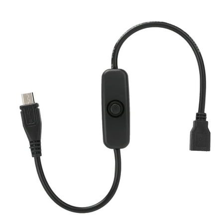 NFTIGB Micro USB Female to Male Extension Cable with 501 Button Switch for Raspberry Pi Desktop Computer Accessories, 10.6 Inches / 27 cm length, High-Speed Transfer, Durable Material, Black
