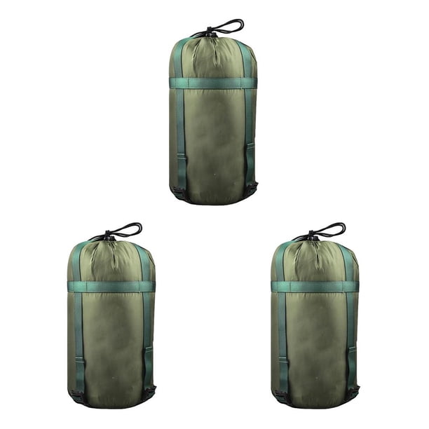 Toystoory Bolsa de compresión Ligero Hebilla ajustable Saco de cosas Textura interna para acampar al aire libre Verde militar Verde militar 3piezas
