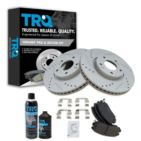 TRQ Front Ceramic Brake Pad & Performance Rotor Kit w/Fluids Fits Sonata V6 3.3 BKA21402 Fits select: 2006-2010 HYUNDAI SONATA