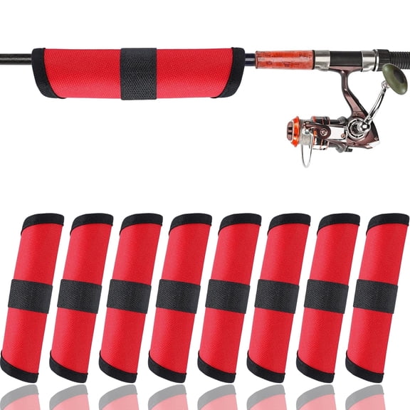 8 Pack Fishing Lure Covers Bait Gloves Lure Shield Wrap Fishing Hook Cover Easily See Bait Storage Protector Guard to Keep Fishermen Safe for Rod(red)