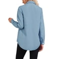 thumbnail image 3 of Long Sleeve Women V-Neck Button Down Denim Blouse Tops, 3 of 5