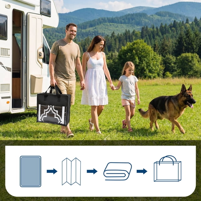 Outdoor Rug – Reversible Waterproof Plastic Straw Mat – UV-Resistant, Washable & Non-Shedding – Deck, Porch, Balcony, Backyard, Camping & RV