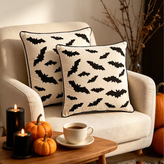 Clearance Halloween Decor Throw Pillow Covers - 18"x18" Soft Bat Pillow Cover, Halloween Decorations Gift for Spooky Season & Cozy Fall Decor (1 Pack)