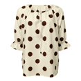thumbnail image 4 of Sillenn Women's Polka Dot Blouse Tie V Neck Ruffle Cuff 3/4 Sleeve Casual Loose Fit Summer Shirts Lightweight Vintage Office Dressy Casual Tops Trendy Elegant Vacation Basic Polka Dot Tops Beige L, 4 of 8