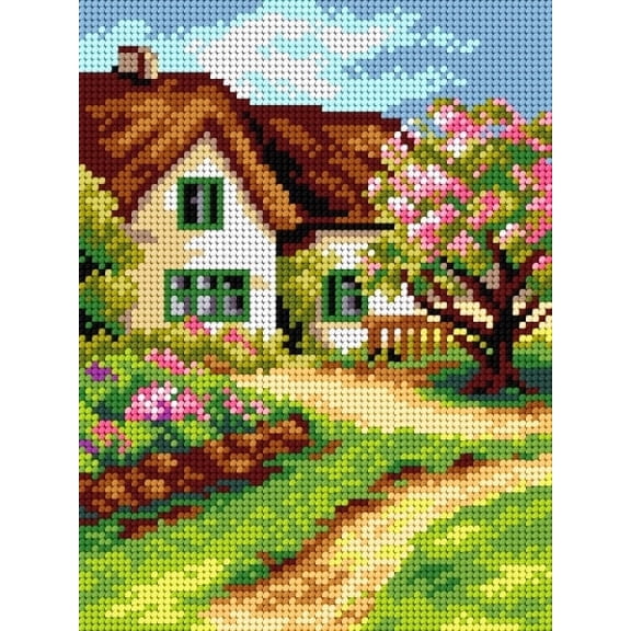 Needlepoint canvas for halfstitch without yarn Cottage 2832F - Printed Tapestry Canvas