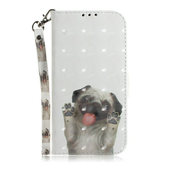 Étui pour Google Pixel 6 5G Couverture Magnétique Motif 3D Portefeuille avec Sangle - Pug