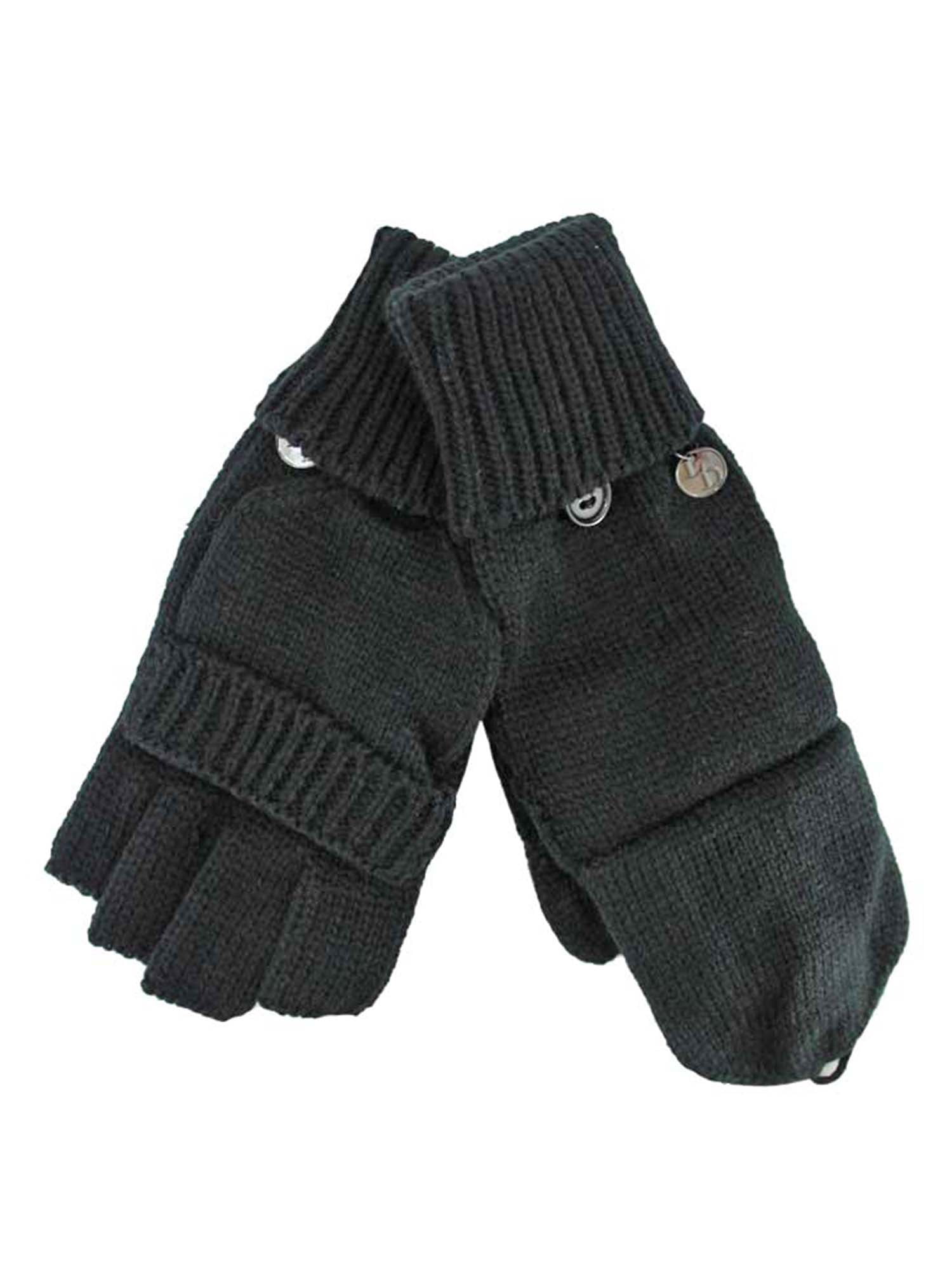Fingerless gloves with Mitten Covers. Black Thinsulate Adults Shooter Mitts 