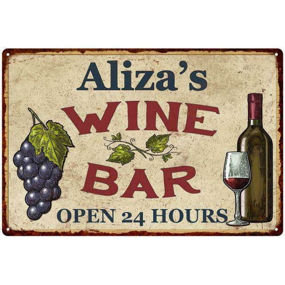 Aliza's Rustic Wine Bar Sign Wall Decor Kitchen Gift 8 x 12 High Gloss Metal 208120056351