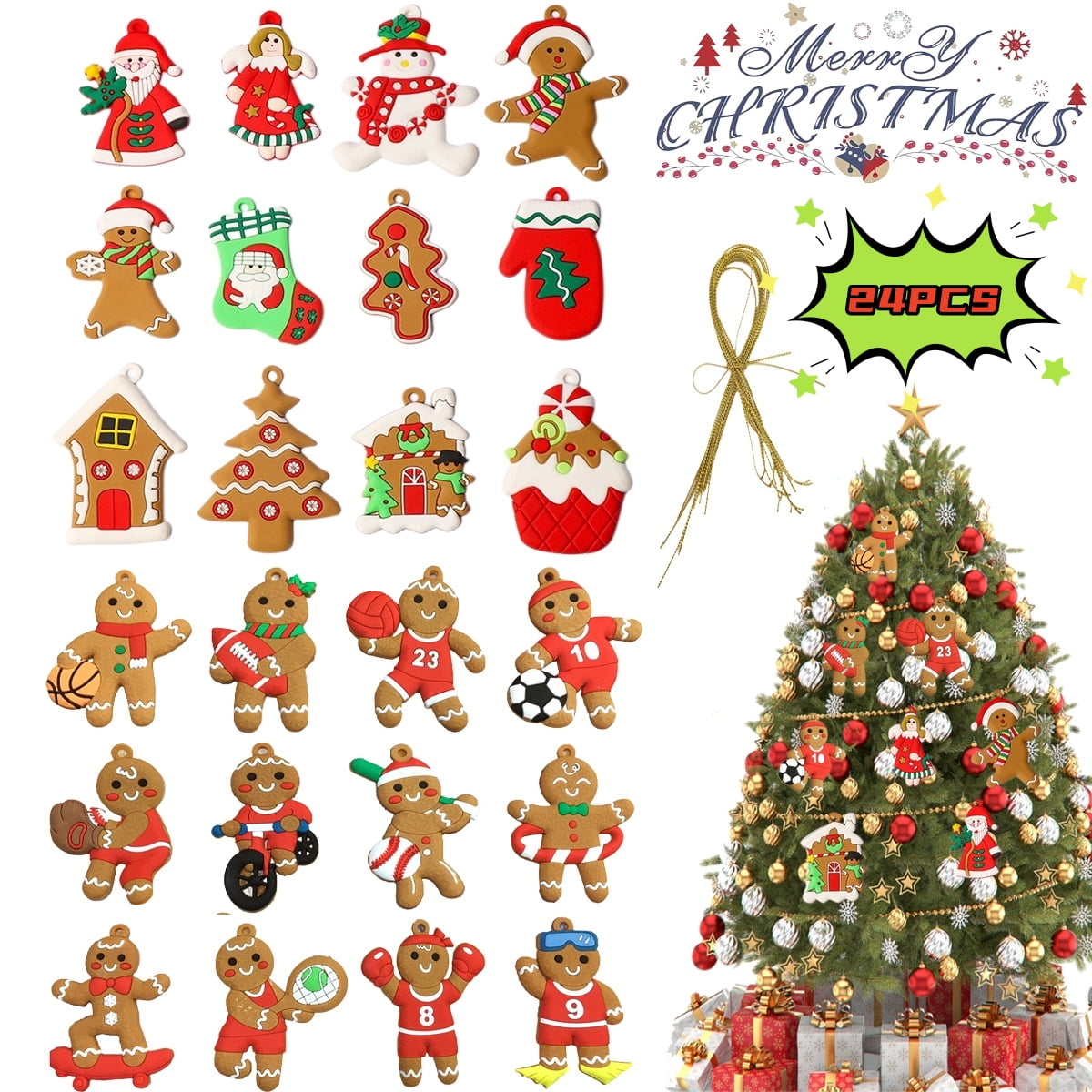 Gingerbread Decor Ornaments for Christmas Tree Decoration Hanging