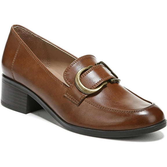 NATURALIZER Womens Brown Hardware Padded Slip Resistant Natesa Almond Toe Block Heel Slip On Loafers Shoes 5.5 M