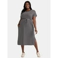 thumbnail image 5 of Time and Tru Women's and Women's Plus Belted Dress with Short Sleeves, Sizes XS-4X, 5 of 9