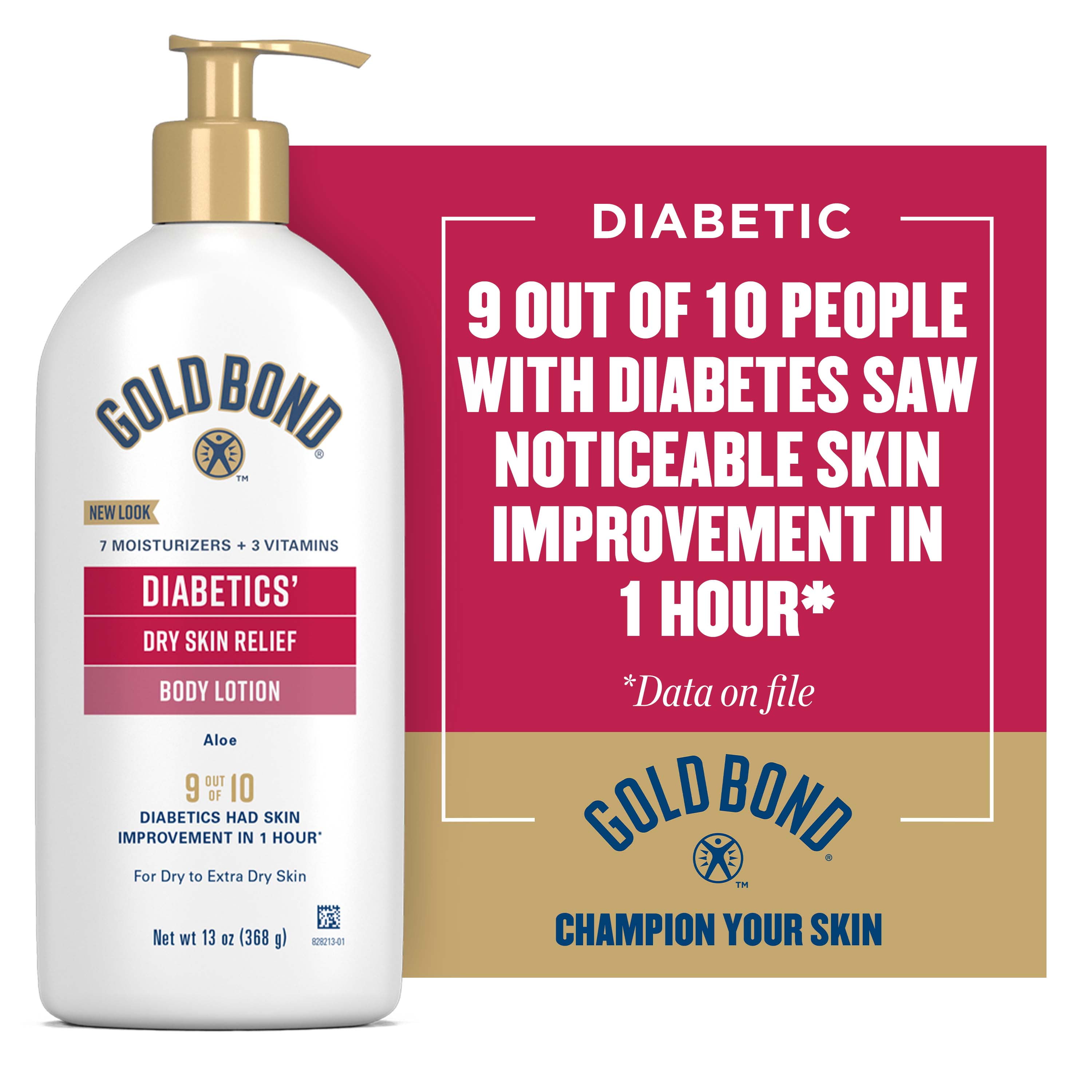 Gold Bond Lotion, Diabetics' Dry Skin Relief, 13oz Bottle